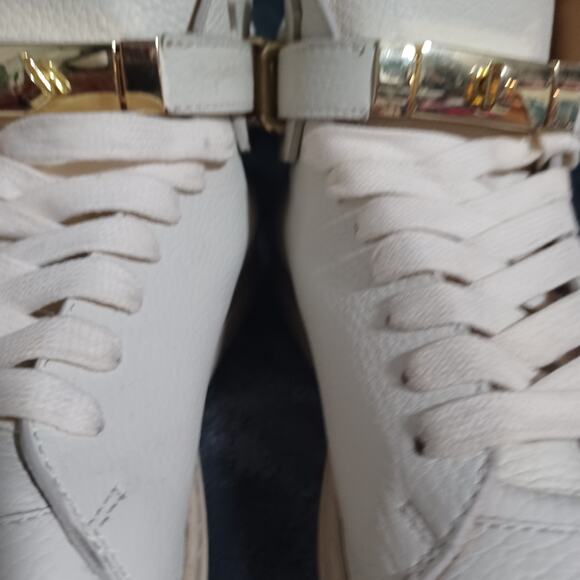 Authentic Men's Buscemi Hi-Top Sneakers Leather Gold Lock White 46 (12-13) - Picture 15 of 16